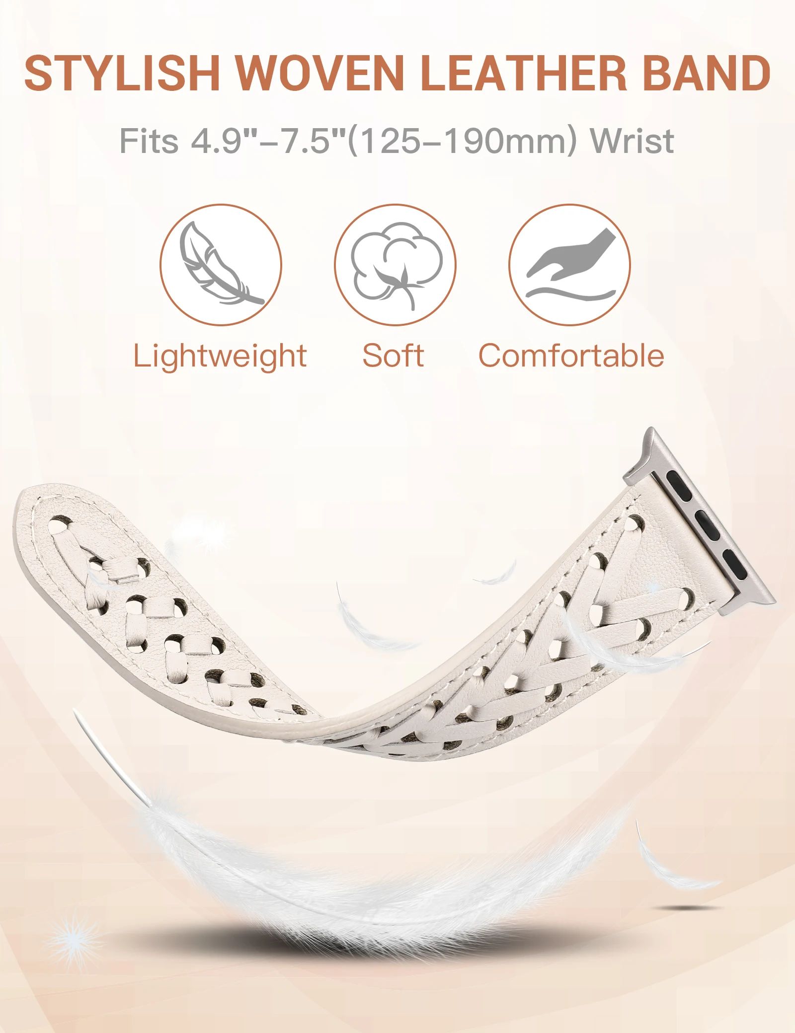 Wearlizer Fashion Leather Strap For correa apple watch Band 44mm 45mm 42mm 40mm 38mm Strap For IWatch Ultra 9 8 7 6 5 4 3 SE 2 1