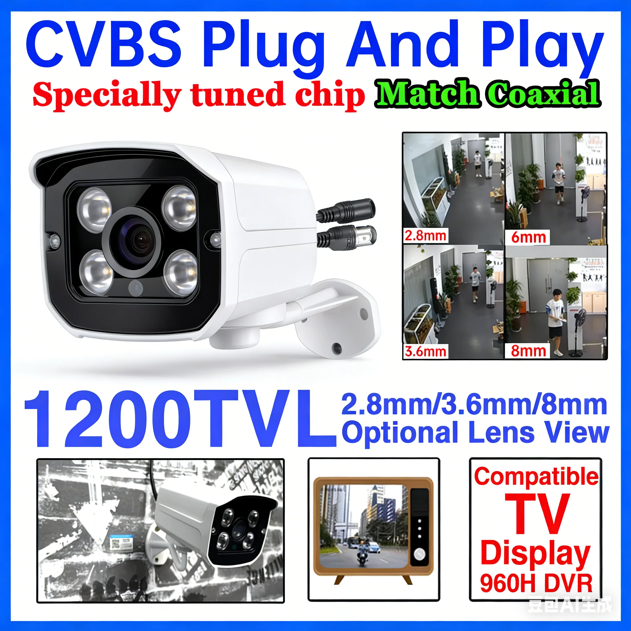 

Настоящая аналоговая камера видеонаблюдения Full HD 1200TVL 960H, 4 светодиода, IP66, водонепроницаемая, уличная, ИК-подсветка, инфракрасная, 30 м, ночное видение, видео безопасности