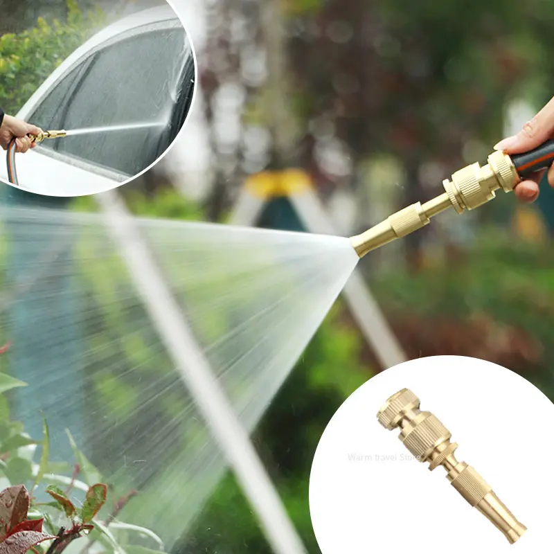 Spray Nozzle Water Gun Brass High Pressure Direct Spray Quick Connector Home Hose Adjustable Pressure Garden Sprinkler