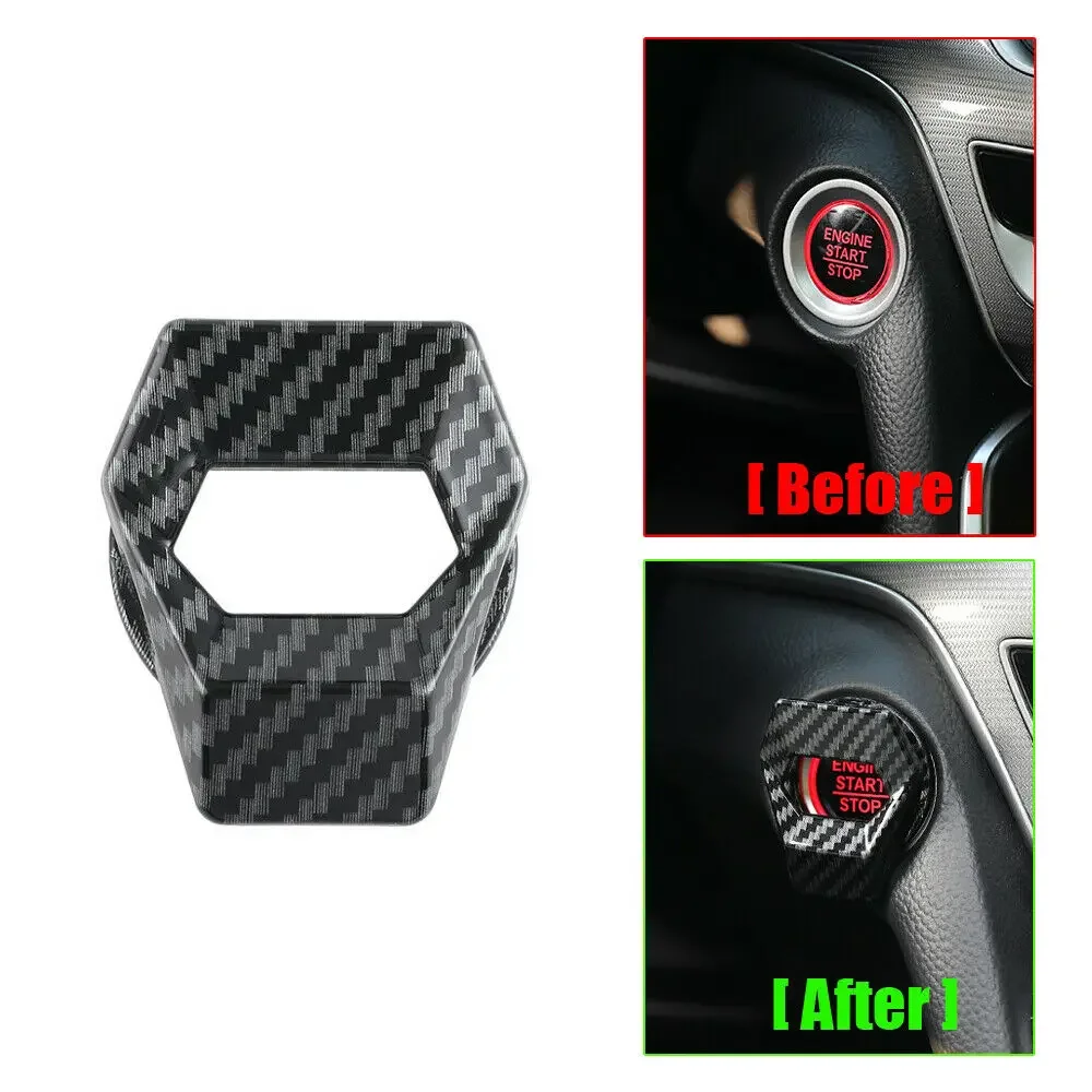 Carbon Fiber Style Car Engine Start Button Cover for BMW 1 2 3 4 5 6 7 Series X1 X3 X4 X5 X6 E60 E90 F07 F10 F15 F30