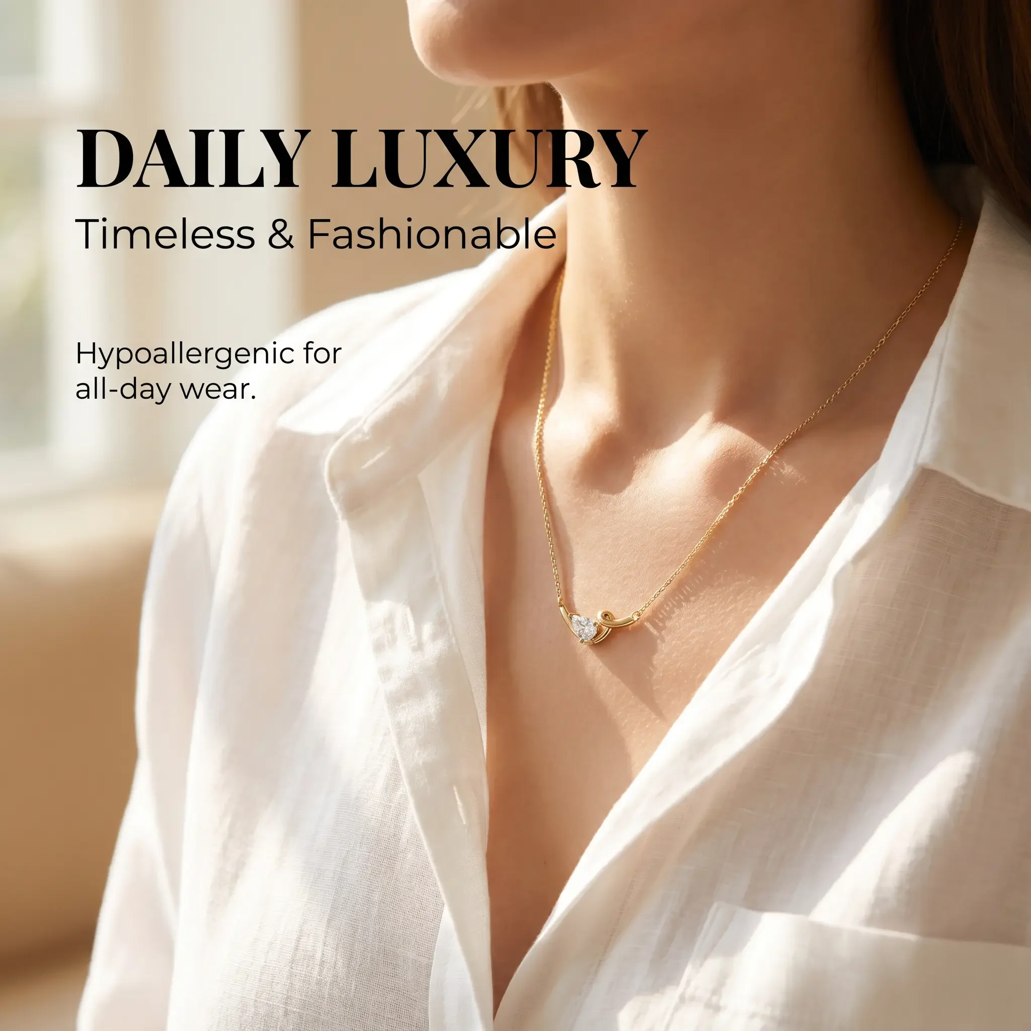 Moonmory Halskette mit tropfenförmigem Messinganhänger im schlichten Design für Damen, 18 Karat vergoldet, 50 cm verstellbare Kette, Muttertag – Detail 6