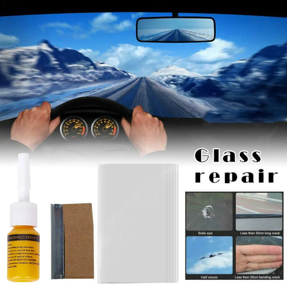 Car Repair Kit pára-brisa, resina de alta resistência, corrige danos e rachaduras, tempo e custo eficiente, 5 pcs