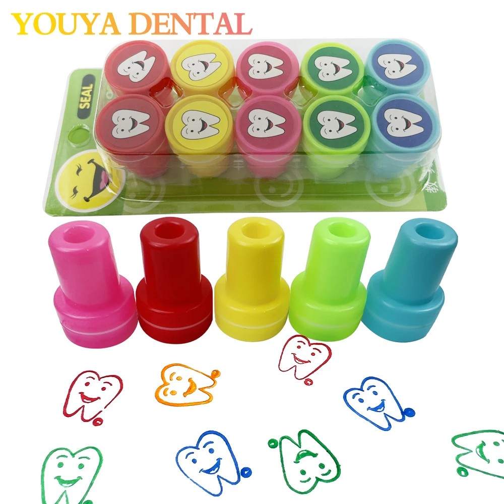 

10Pcs/box Dental Cute Tooth Shape Cartoon Stamp Dental Clinic School Student Reward Christmas Gift for Kids Children Stamper