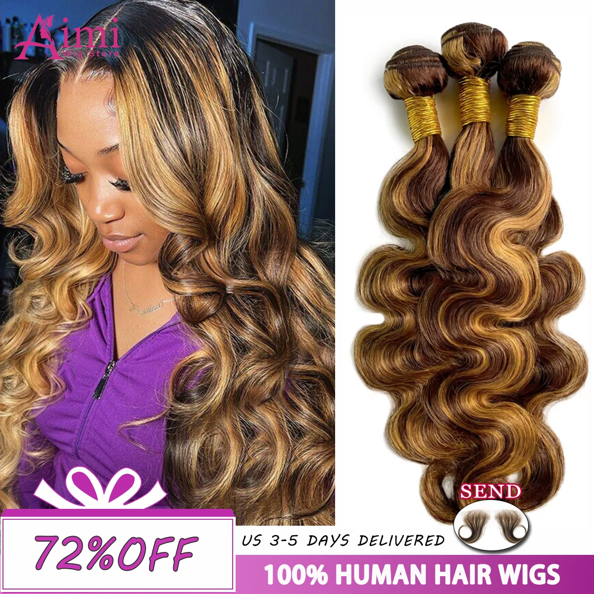 16A تسليط الضوء على أومبير 4/27 الجسم موجة حزمة الشعر البشري 30 بوصة الملونة الشعر البشري حزم ملحقات البرازيلي شعر بشري لعذراء