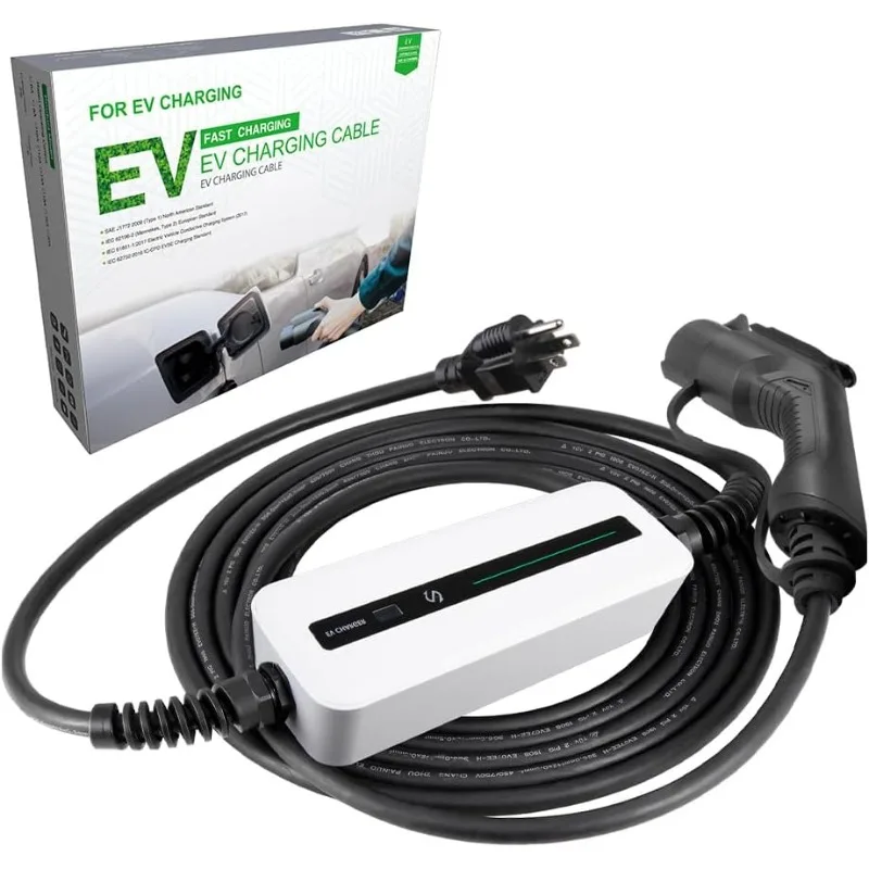 15A EV Charger Level 1 NEMA5-15P ev Charging Cable 100V-120V Portable EVSE SAE J1772 Plug Home Electric Vehicle Charging