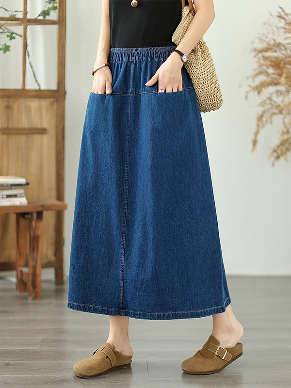 

Faionable High Waist A-Line Denim Skirt Slimming Summer New Sle Women's Clothing Tagl f Body Skirts