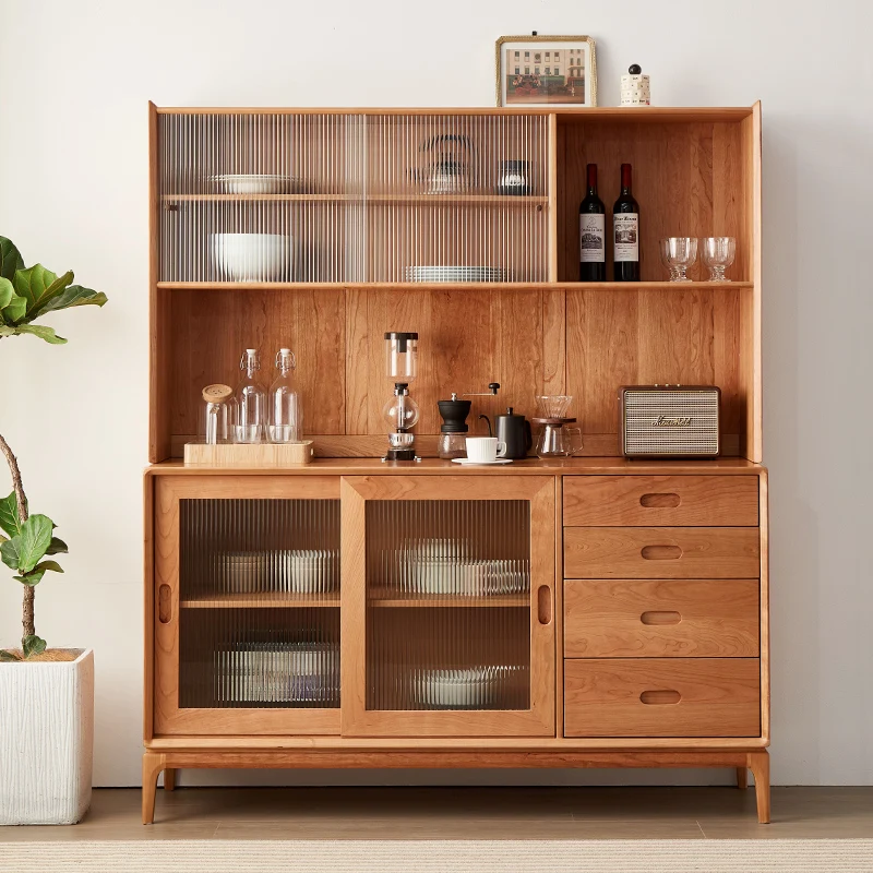 Nordic solid wood sideboards, high cabinet cabinets, cabinets, home kitchen cabinets, cherry wood storage cabinets