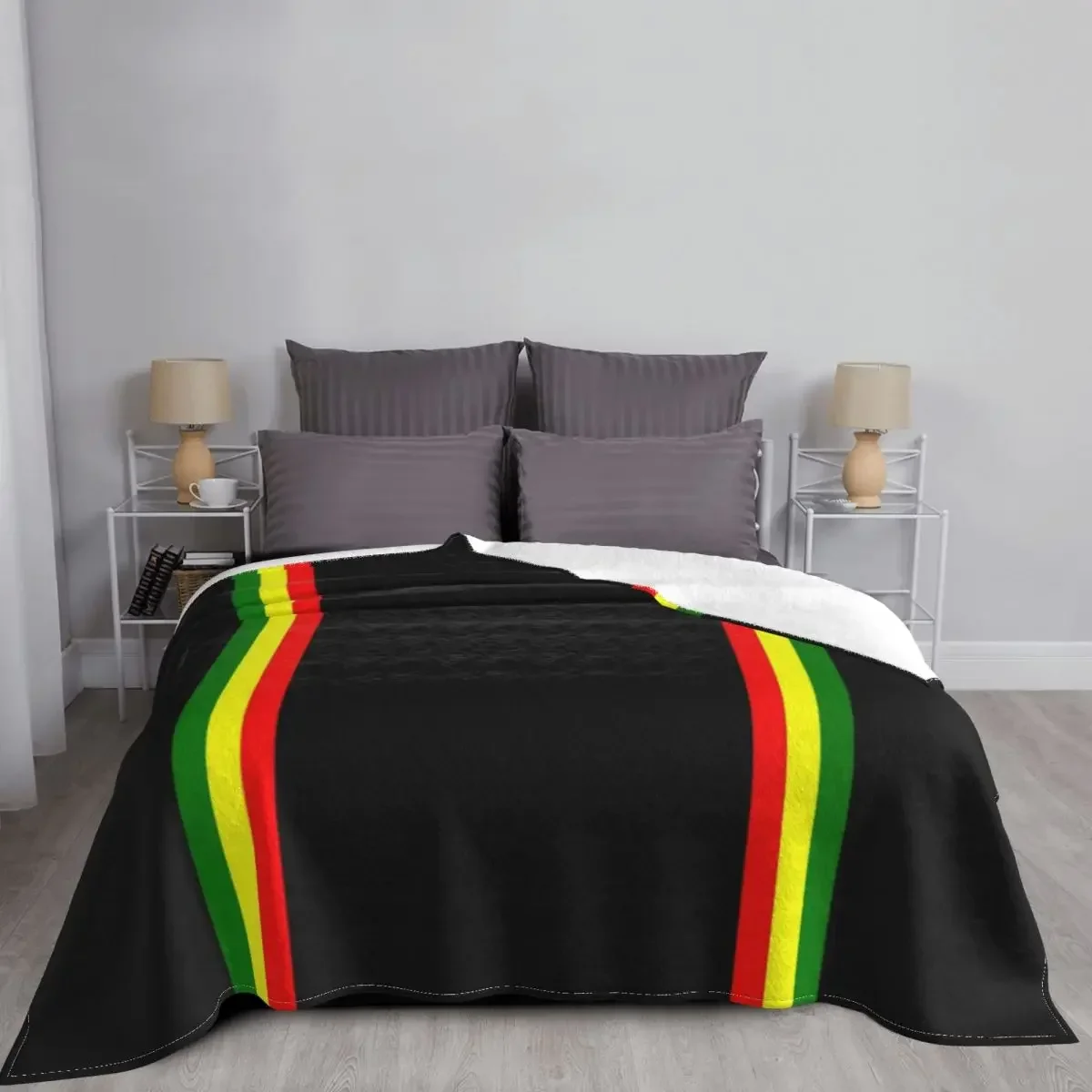 Rasta Stripe Color Pattern Blankets Reggae Jamaican Jamaica Proud Flannel Throw Blankets Autumn/Winter Lightweight Bedspread