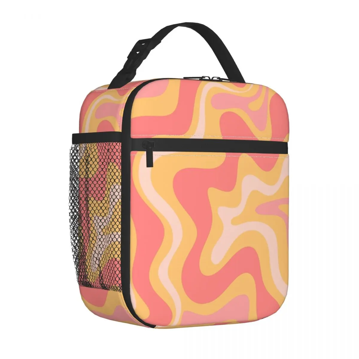 Sage Liquid Swirl Abstract Pattern Insulated Lunch Bag for Outdoor Picnic Leakproof Thermal Cooler Lunch Box Women Children