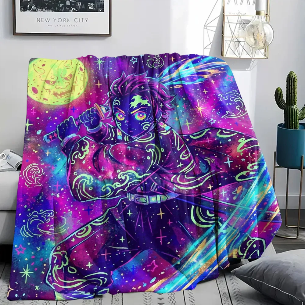 Demon Slayer Tanjiro Print Cozy Flannel Blanket Warm Comfortable for Home Indoor Picnic Travel Trip.-TING