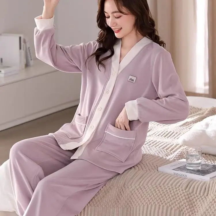 Pajamas Women's Winter Thin Velvet 2025 New Pijamas Women Long-sleeve Trousers Home Clothing Loungewear Large Size 100Kg