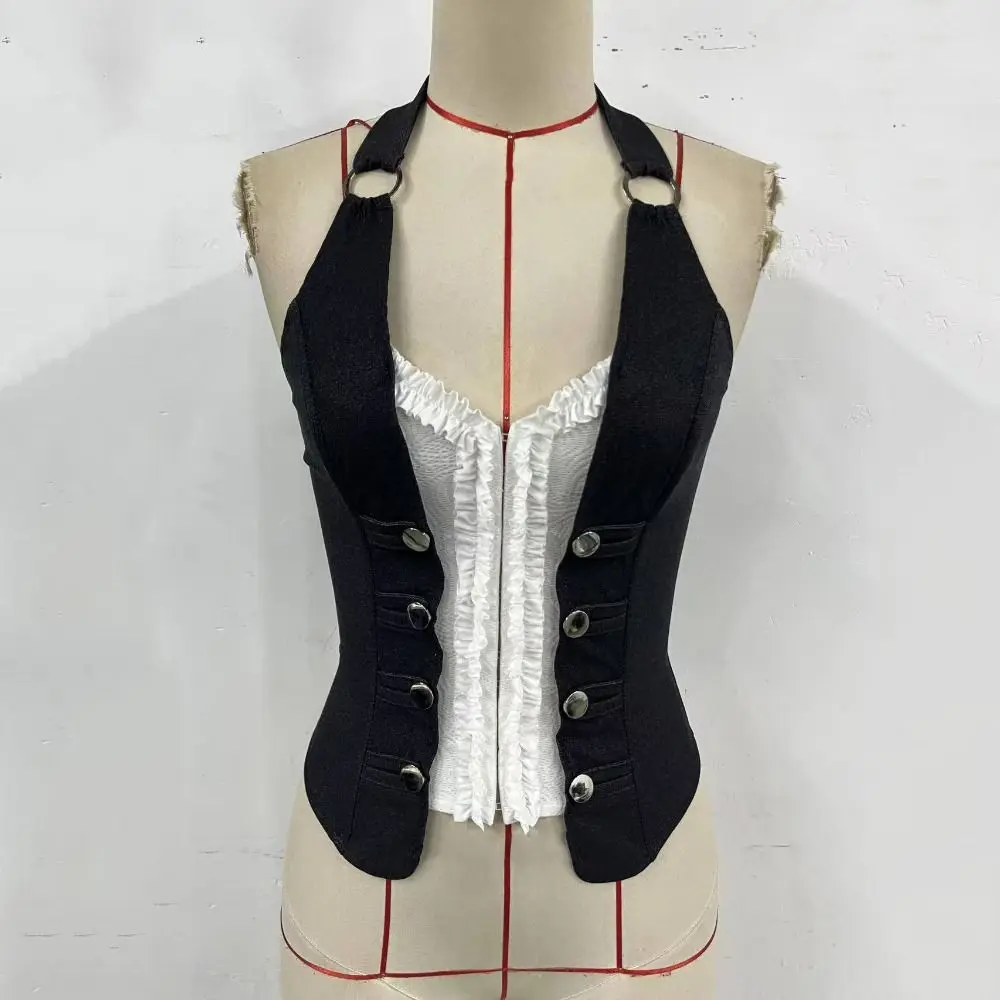 Fashion Sleeveless Slim Crop Top Fishbone Spicy Girls Style Front Closure Camisole Comfortable Sexy Women Corset Summer Wear