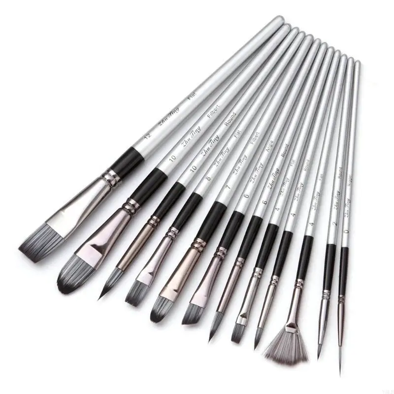 Y5LB 12PCS Professional Artist Paintbrush for Beginner Watercolor Gouache Painting