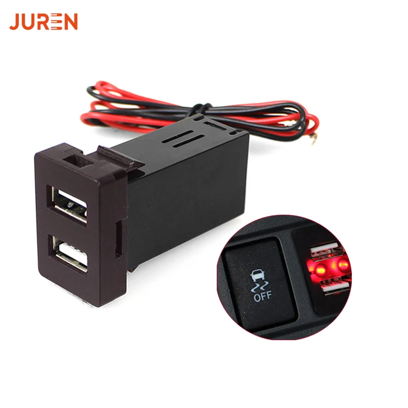 

Juren 1pcs USB Car Charger QC3.0 Car Charger Socket 12V 24V Phone Charge Power Adapter for Toyota TS-02-2U