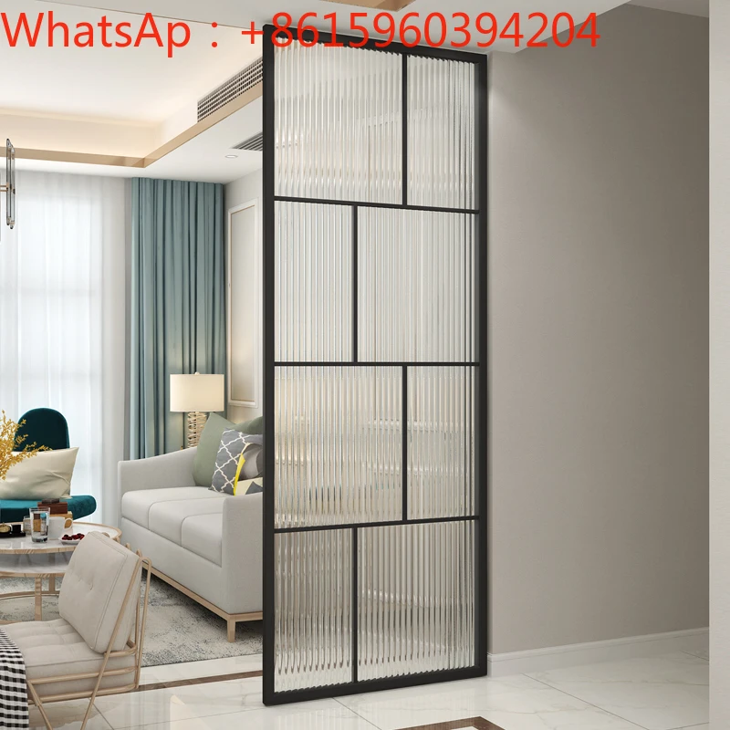 Glass screen partition Nordic luxury living room entrance porch stainless steel washstand decorative partition wall