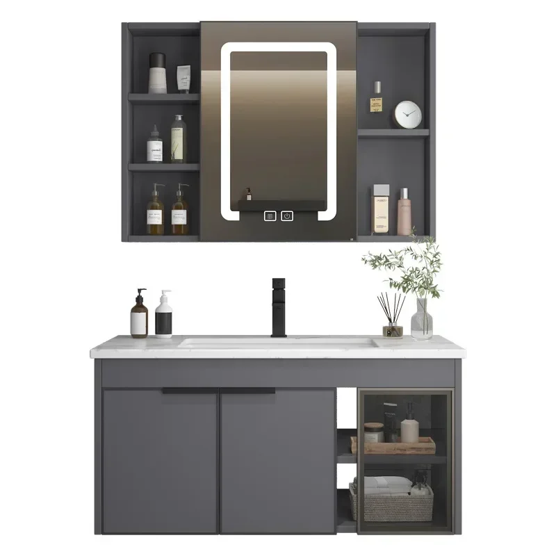 Modern Bathroom Cabinets With Smart Mirror Slate Ceramic Washbasin Bathroom Vanity Sink Cabinet Bathroom Furniture