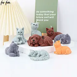 For Fun DIY Sleeping Fox Silicone Mold Pet Cat and Dog Candles Mould Epoxy Resin Gypsum Soap Fondant Molds Gift Craft Making