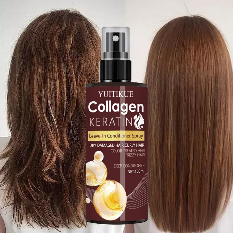 Collagen and Keratin Hair Spray  Nourishes Hair Roots, Scalp Massage, Repairs Hair, Oil-Control Hair Care Solution