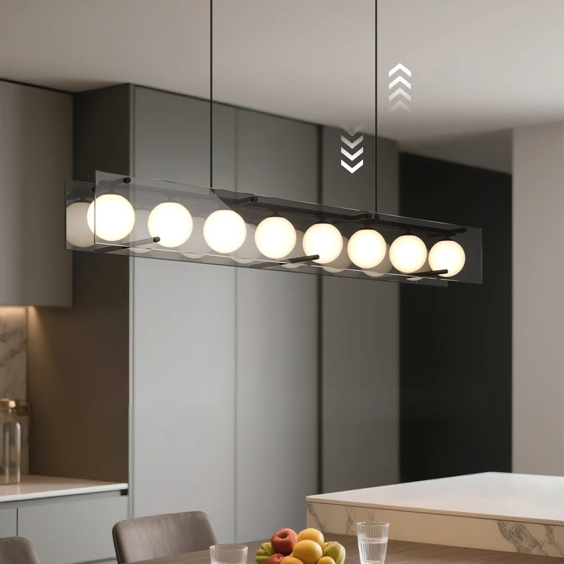 Nordic Lamp Minimalist Black Linear Pendant Light Modern Long Glass Chandelier Above Dining Table Kitchen Island Home Decor LED