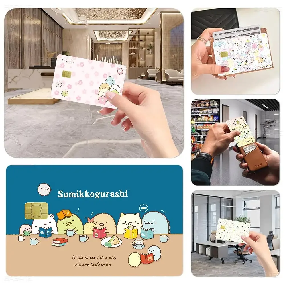 Cartoon Rosa Sumikko Gurashi Anime Aufkleber Film Haut Abdeckung Für Kreditkarte Debit Bank Karte Vorne