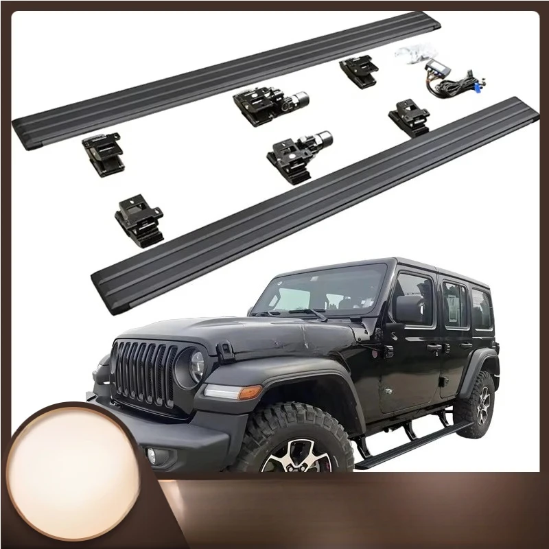 Electric Running Boards Automatic Power Side Step LED Light For Wrangler JL 4 Door Sahara Rubicon 2018-2025 With Carry Bag
