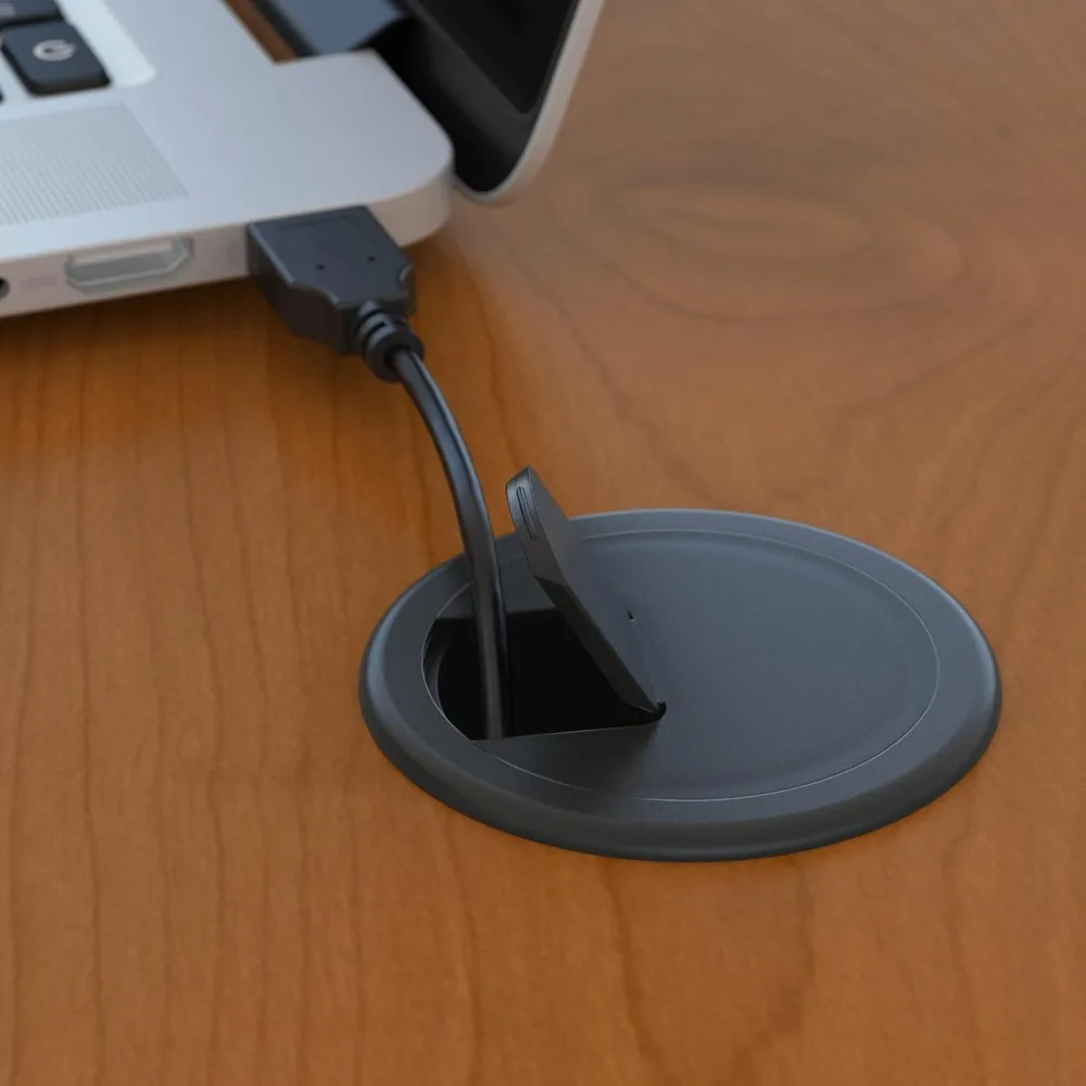 مكتب أثاث، مكتب كمبيوتر كبير للمنزل وأماكن العمل الاحترافية، 60 وات، رمادي كرزي/جرافيت طبيعي