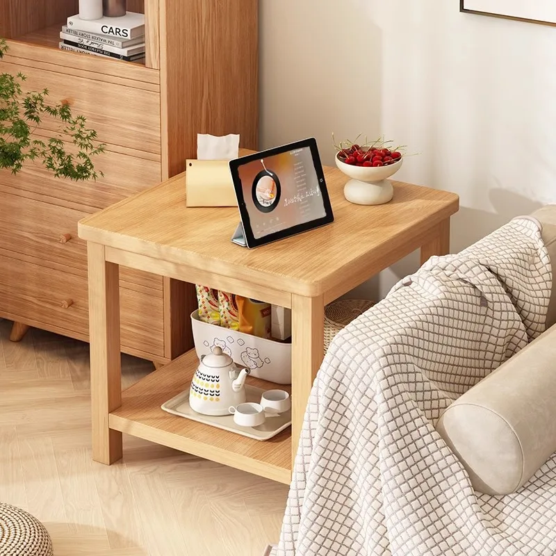 

Маленький столик, журнальный столик из массива дерева, приставной столик, гостиная, домашняя квадратная маленькая квартира, простая современная полка для хранения.