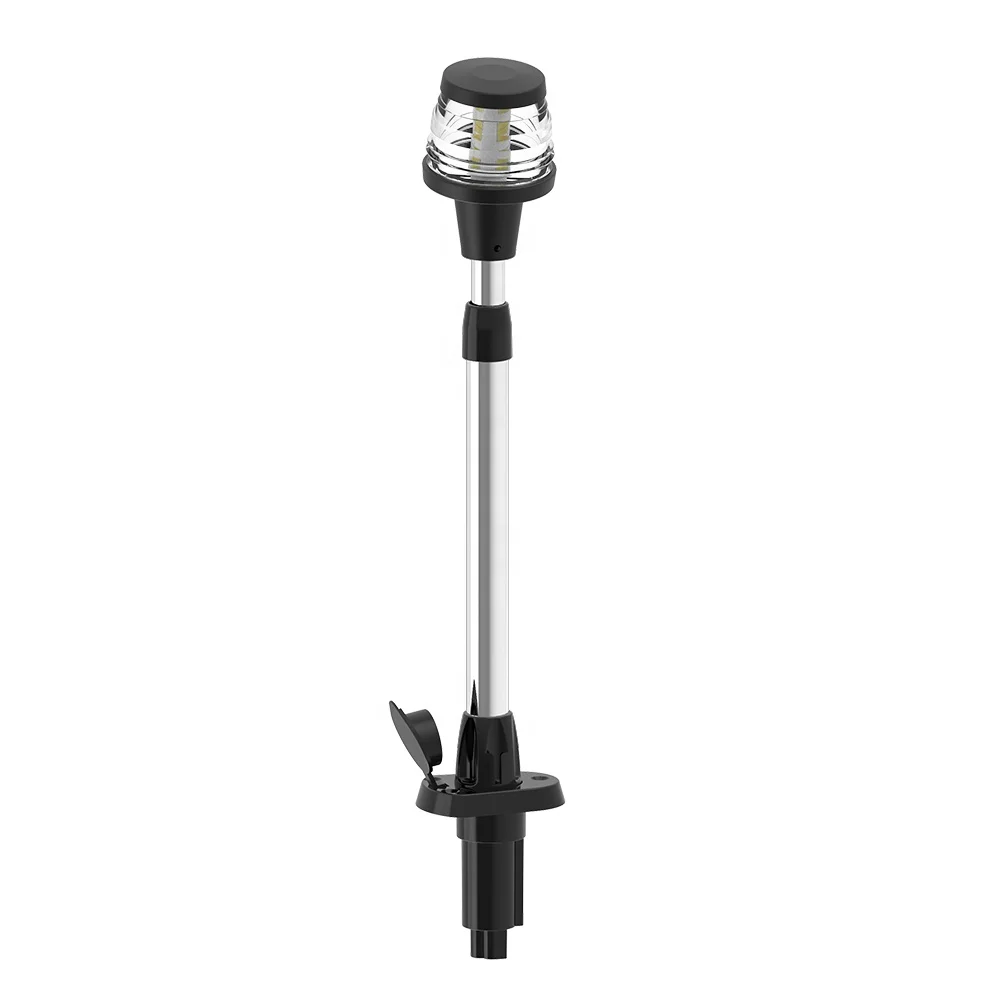 STLF 28-50 Inch 12V Stern Signal Lamp for Boat Visibility 3NM White Telescopic Pole LED Tube Light Marine