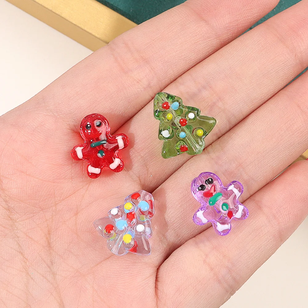4/13/26pcs Multi-color Christmas Tree Gingerbread Shaped Decorative Beads, DIY Themed Decorations, for Christmas Valentine's Day