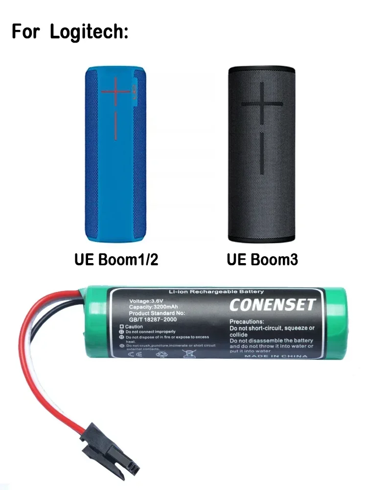 3.6V 3200mAh Replacement Battery For Logitech UE BOOM 1 2 3 Bluetooth Speaker Parts Ultimate Accessories 533-000104 533-000105