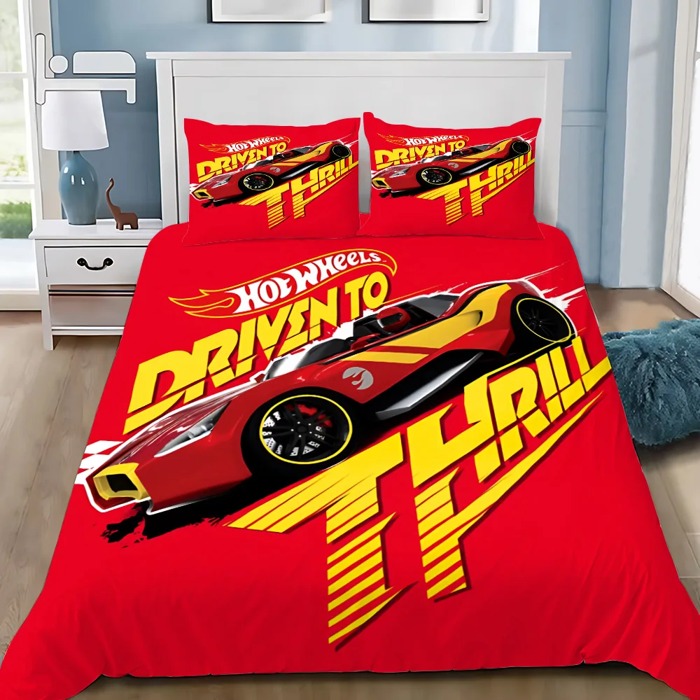 Duvet Cover Pillowcase Bedding Set Cartoon Hot wheelss Adult Boy Girl Bedroom Decoration Children Gift Single Double Large Size