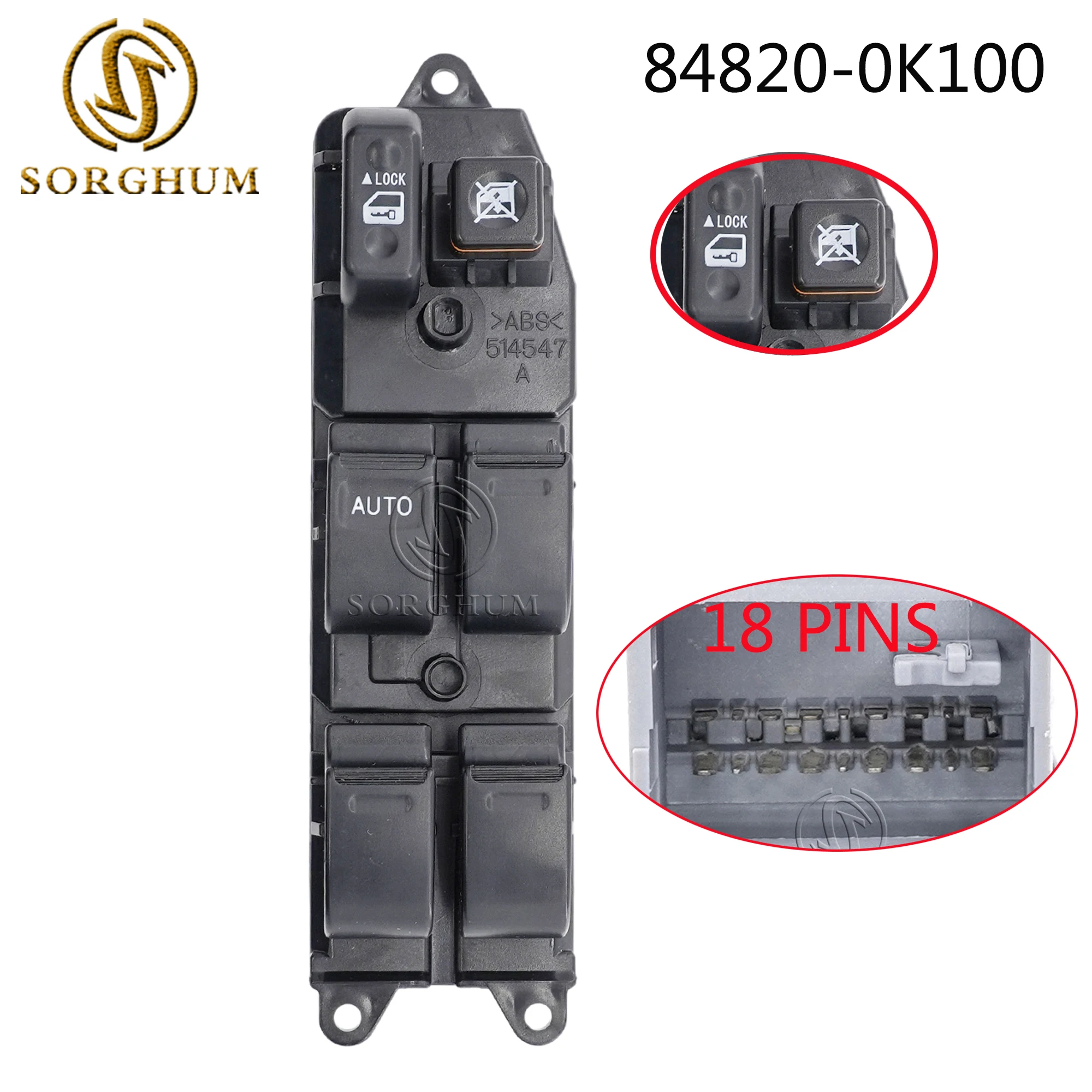 Sorghum Power Master Window Control Switch Button 84820-0K100 84820-12480 84820-42090 For Toyota Hilux Vigo Fortuner 2007-2012