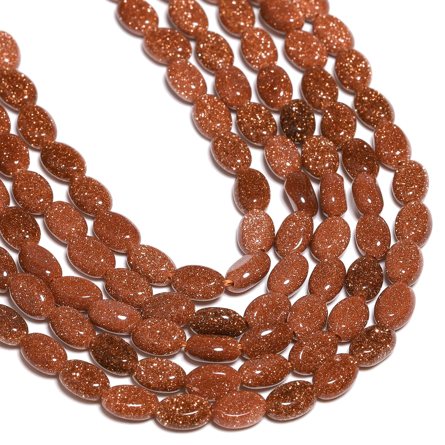 4x6mm Oval Gold Color Sand Beads Natural Stone Egg Shape Spacer Beads for Jewelry Making DIY Energy Bracelets Accessories 15''
