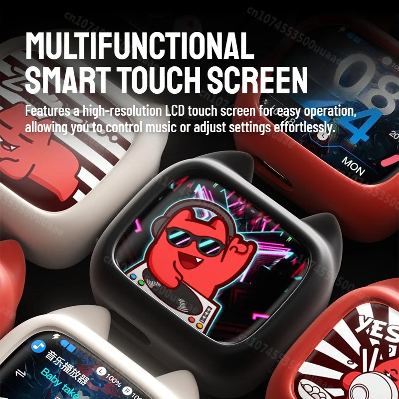 Zombies Cat B19 Smart Touch Screen Earphone HiFi Stereo Bluetooth 6.0 Headphones ENC Call Noise Reduction TWS Wireless Earbuds