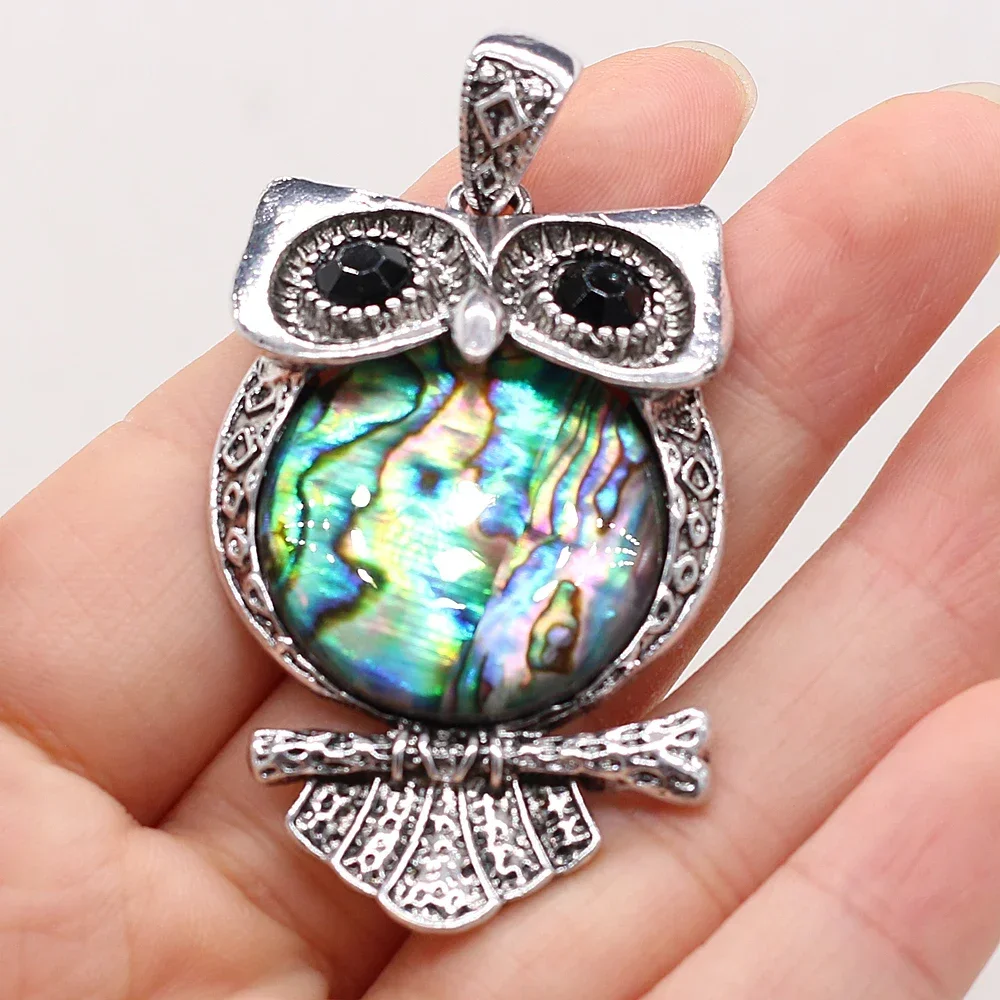 Natural Abalone Shell Pendant Owl Shape Exquisite Shell Charms for Jewelry Making DIY Women Necklaces Accessories 30x55mm