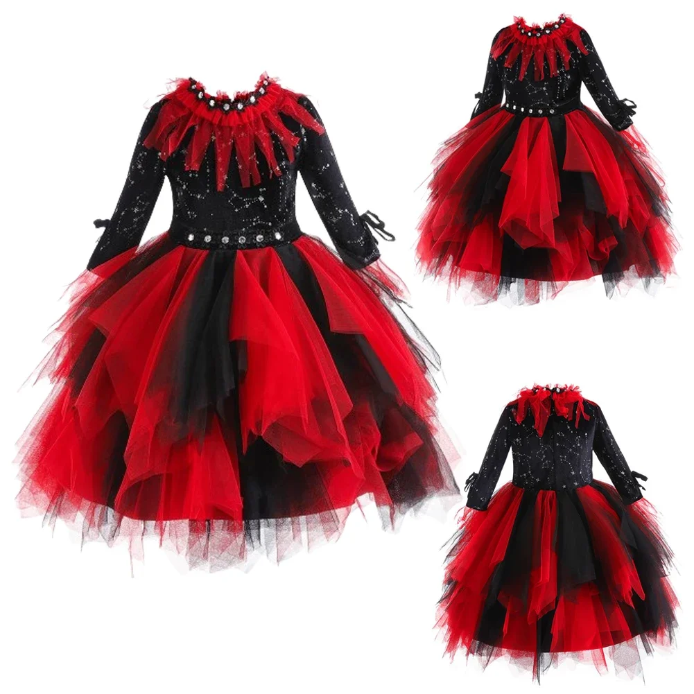 Horror Vampire Cosplay Fantasy Child Girls Dress Scary Stage Witch Costume Disguise Kids Roleplay Fantasia Outfits Halloween