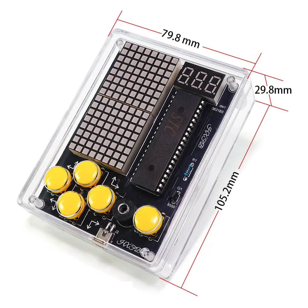 DIY Upgraded Pixel Game Console Electronic Kit Red LED Dot Matrix Digital Tube Display Soldering Practice Kit Adjustable USB 5V