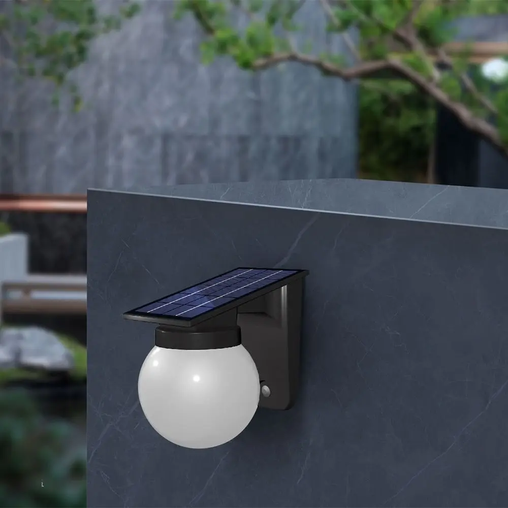 Auto on/Off Solar Wall Light IP65 Waterproof Wall Mounted Solar Induction Lamp Decorative Sphere Wireless Solar Fence Lights