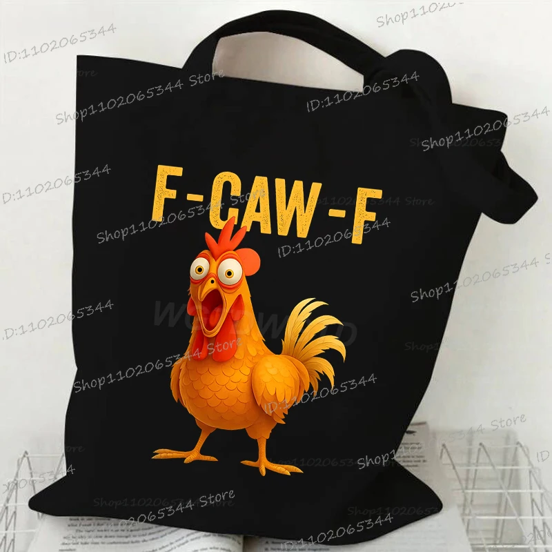 F-CAW-F poulet toile sac fourre-tout Harajuku Animal femmes hommes grande capacité sac à provisions F-CAW-F poulet sac à bandoulière 2025 nouveau