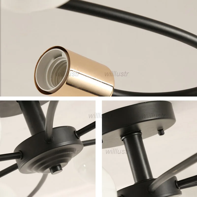 Modern Metal Ceiling Lamp Creative Iron Flower Petal Light Hotel Cafe Living Dinning Bedroom Gold Black SemiFlush Mount Lighting