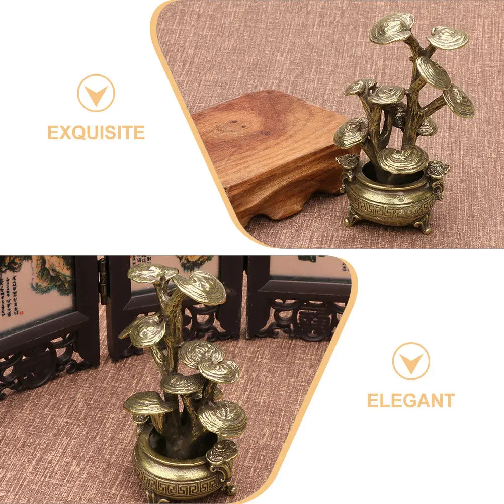 

Copper Sculpture Tea Pet Brass Bonsai Craft Ornament Desktop Decor for Tea Set Bookshelf Cabinet Indoor Tabletop Vintage