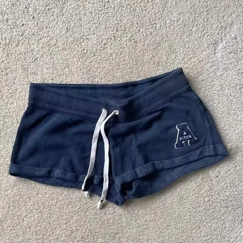 Summer New Casual Lazy Style Letter Slimming Printed Slim Fit Drawstring Sports Shorts