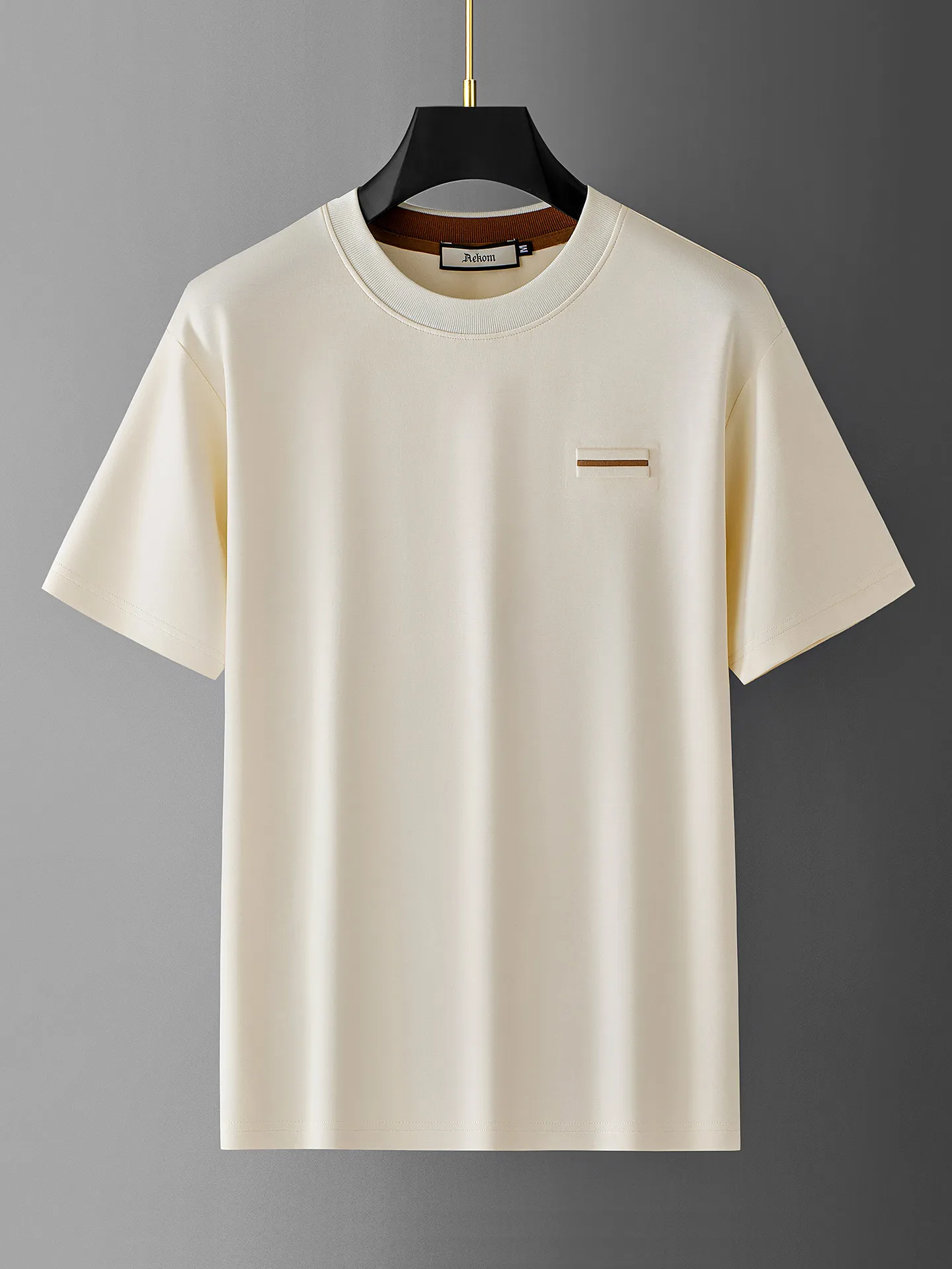 Summer Luxury Italian Relaxed Old Money Style Silk Mask Air Layer Modal Men's Round-Neck Short-Sleeved T-Shirt Male