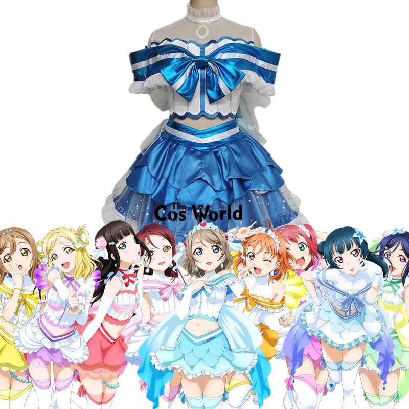 Disfraz de Anime personalizado Love Live Sunshine Aqours Koini Naritai Aquarium Fishtail Takami Chika Kurosawa Dia Ruby Riko