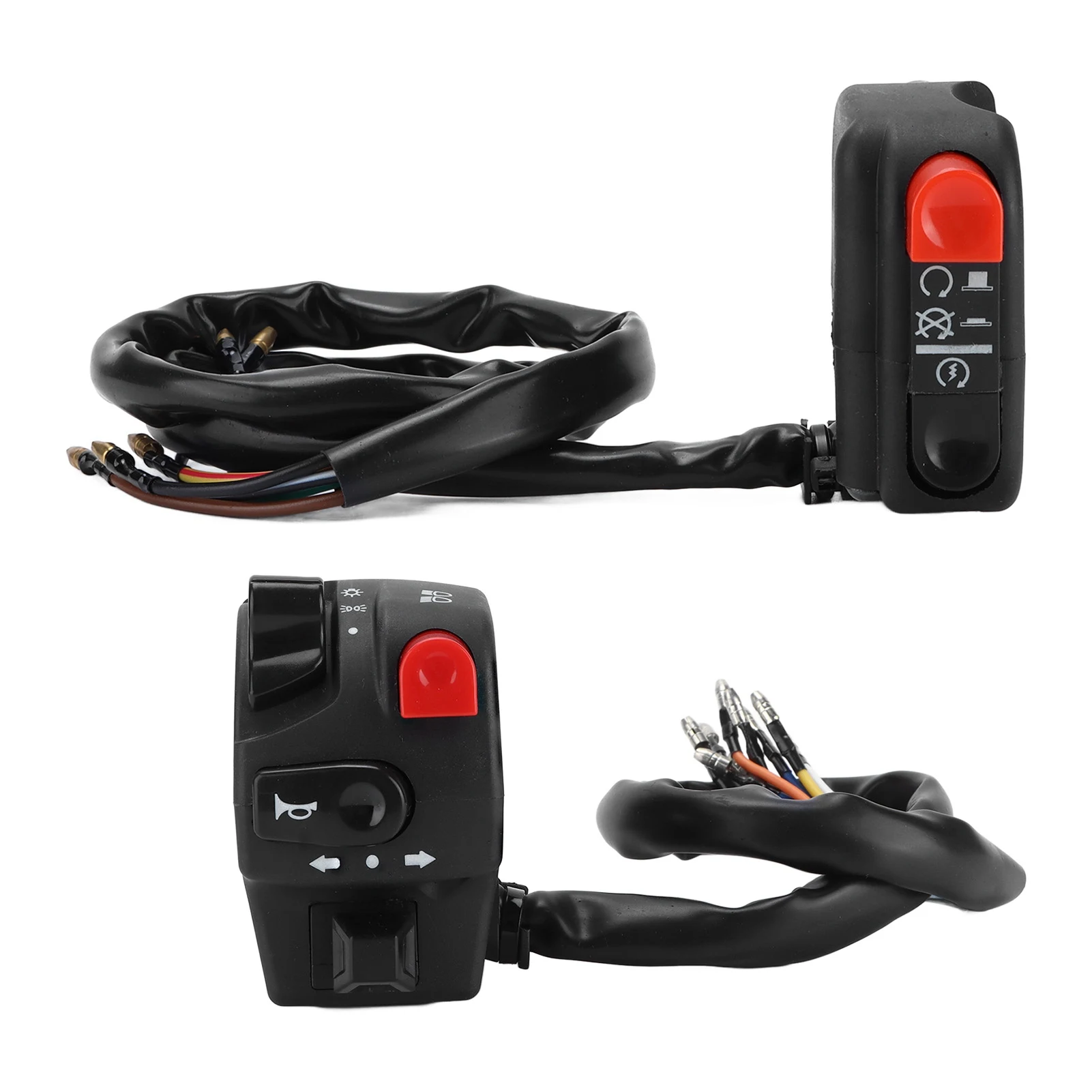 

Pair 22mm Motorcycle Left Right Handlebar Controller Switch for Horn Turn Signal Electric Start Fog Light