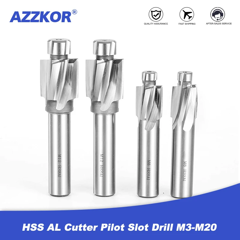 Pilot Slotting Countersink End Milling Flute HSS AL Cutter Pilot Slot Drill M3-M20 Wholesale Counterbore End Mill Tool 1pcs