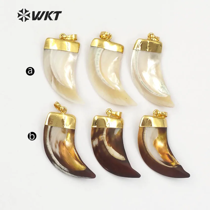 WT-JP073 Wholesale Custom Lovely Natural Shell Moon Shape Pendant With 24k Gold Plated For Women Daily ACC