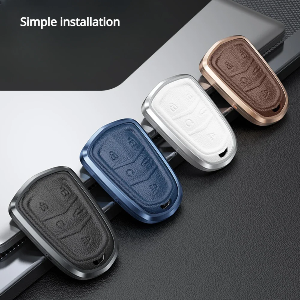 

Car Remote Key Case Cover For Cadillac ATS CT6 CTS DTS XT5 Escalade ESV SRX STS XTS ELR Remote Key Protection Alloy Leather