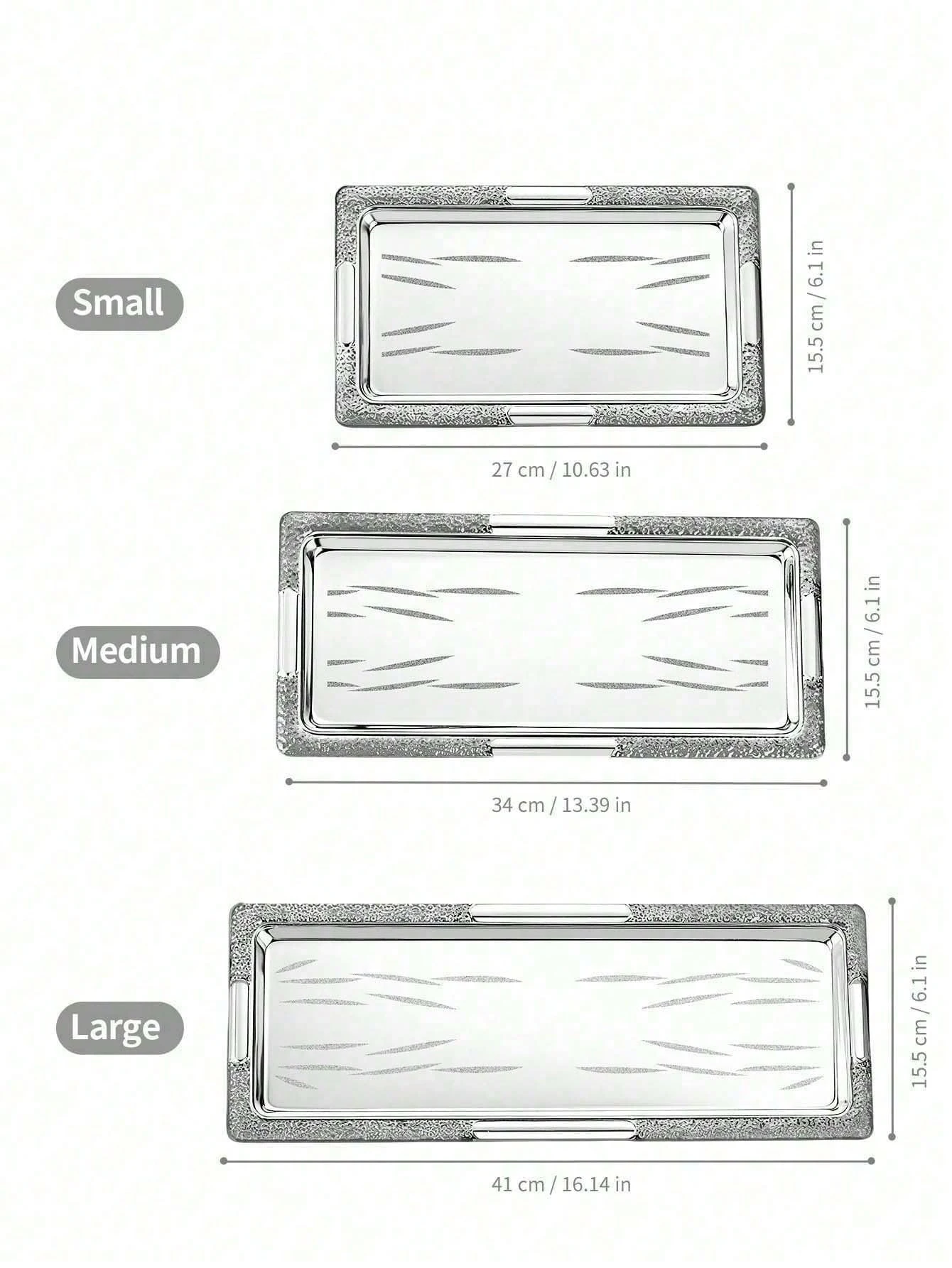 1 piece of silver wrought iron long tray, storage tray, dinner plate and serving tray in Middle Eastern style; available in thre view 6