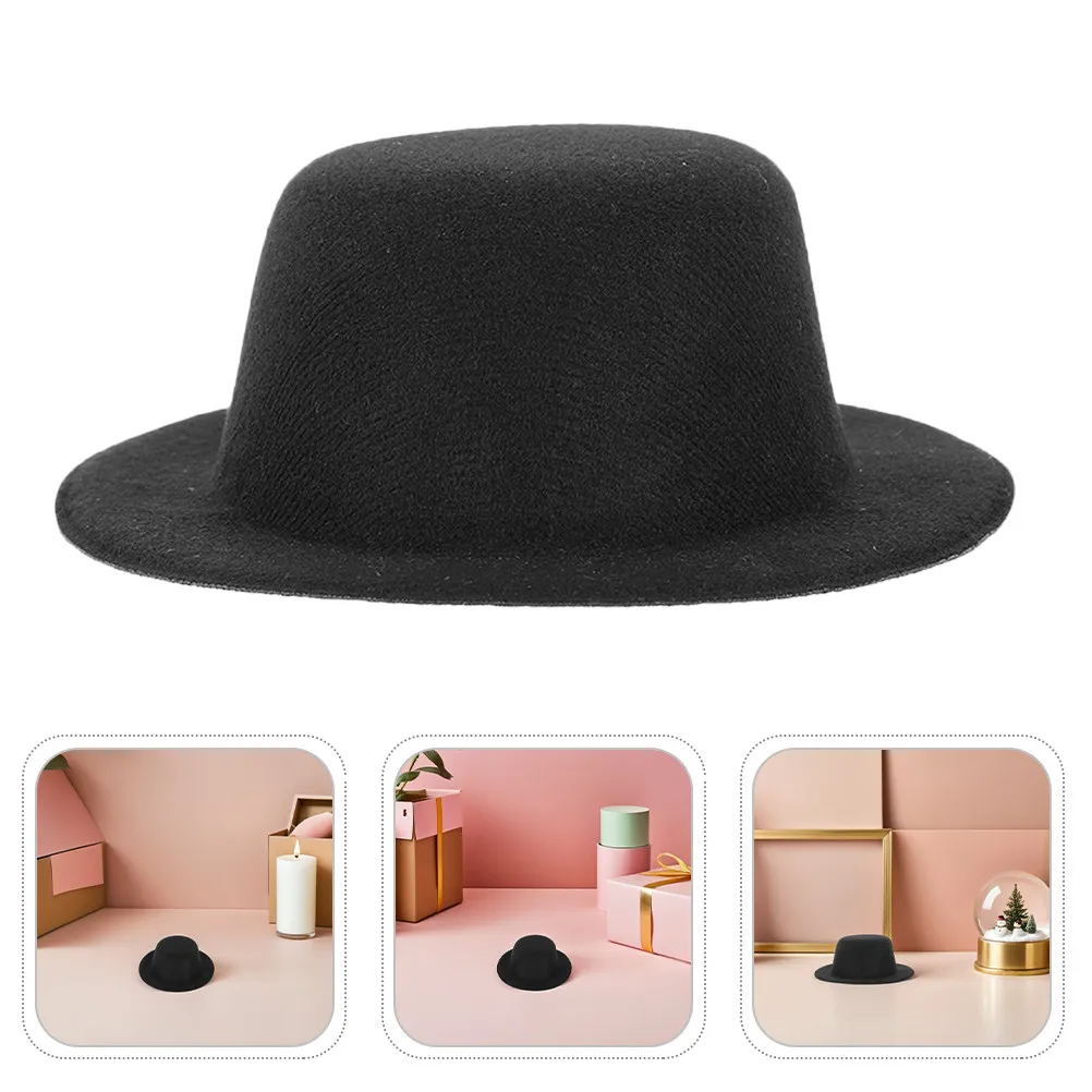 20Pcs Mini Top Hats Black Felt Sturdy Tiny Formal Hats for Craft Projects Snowman Decorations Miniature Ornaments Party Supplies